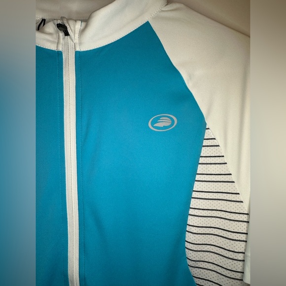 PERFORMANCE Elite Cycling Jersey Size M Blue White Short Sleeves Pockets - Picture 6 of 9
